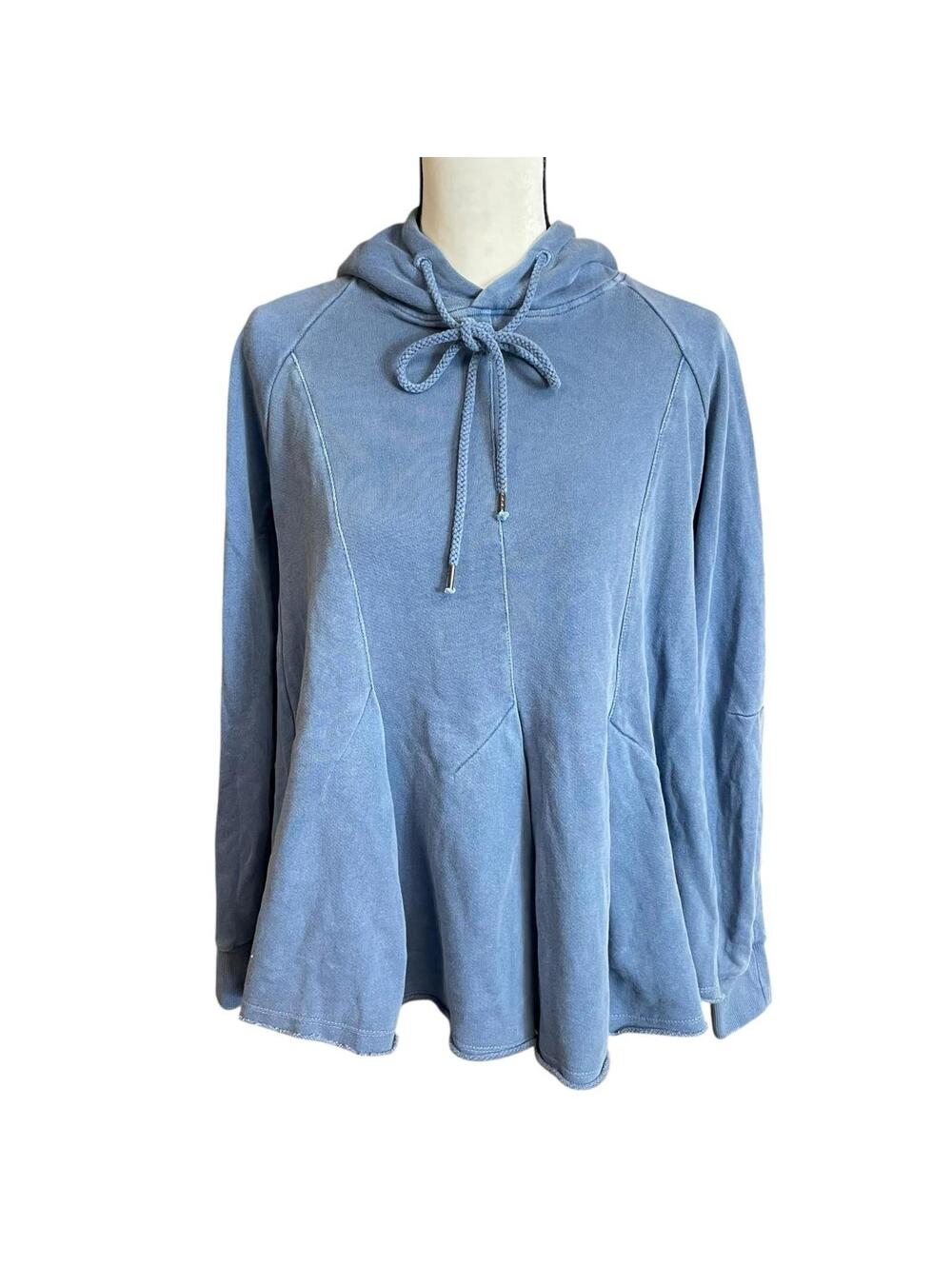Anthroplogie Pilcro Hoodie Size XS Blue Flynn Pleated Hooded Sweatshirt Boho